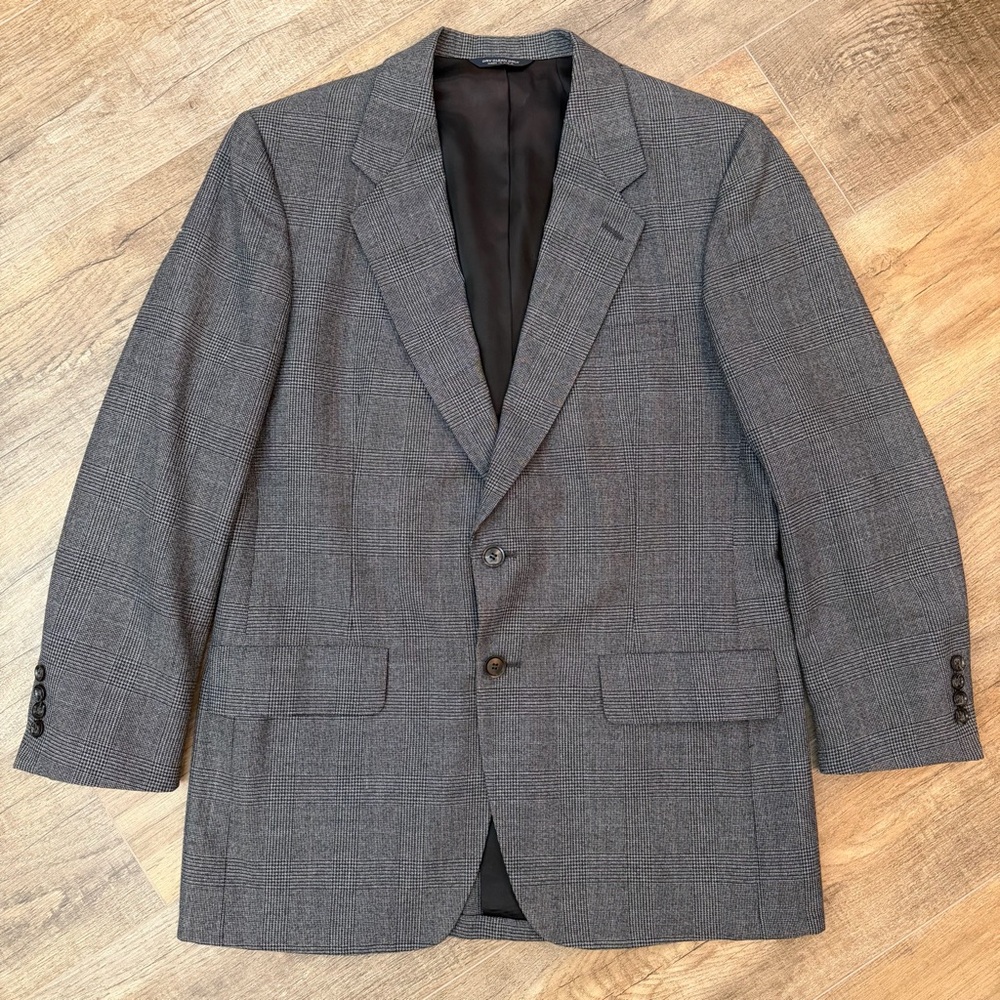 Kuppenheimer Men’s 42R Vintage Union USA Made Gray Plaid Blazer Sport Suit‎ Coat
